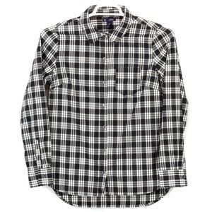 Gap‎ Womens Button Up LS Boyfriend Fit Shirt Small Black White Gray Plaid